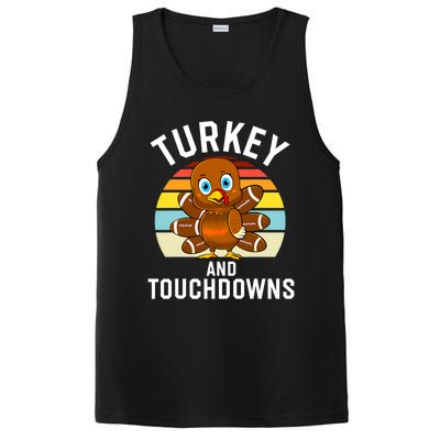 Turkey And Touchdowns Thanksgiving Football Cute Gift PosiCharge Competitor Tank