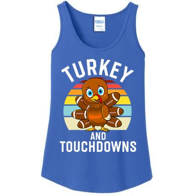 Turkey And Touchdowns Thanksgiving Football Cute Gift Ladies Essential Tank