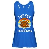 Turkey And Touchdowns Thanksgiving Football Cute Gift Ladies Essential Flowy Tank