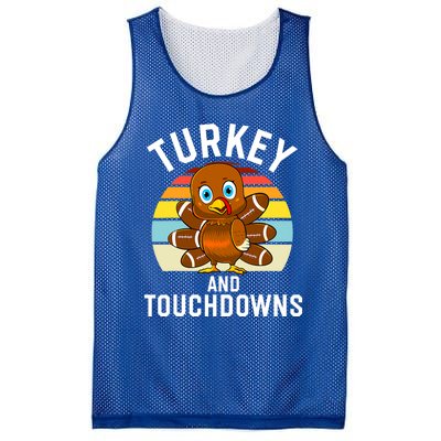 Turkey And Touchdowns Thanksgiving Football Cute Gift Mesh Reversible Basketball Jersey Tank