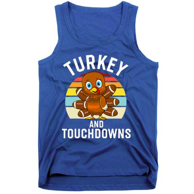 Turkey And Touchdowns Thanksgiving Football Cute Gift Tank Top