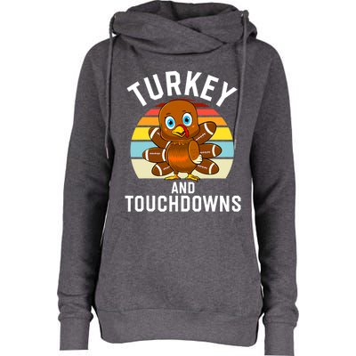 Turkey And Touchdowns Thanksgiving Football Cute Gift Womens Funnel Neck Pullover Hood