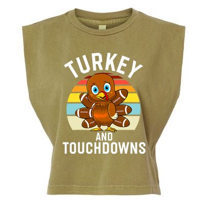 Turkey And Touchdowns Thanksgiving Football Cute Gift Garment-Dyed Women's Muscle Tee