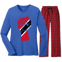 Trinidad And Tobago Flag Black History Social Justice Rights Gift Women's Long Sleeve Flannel Pajama Set 