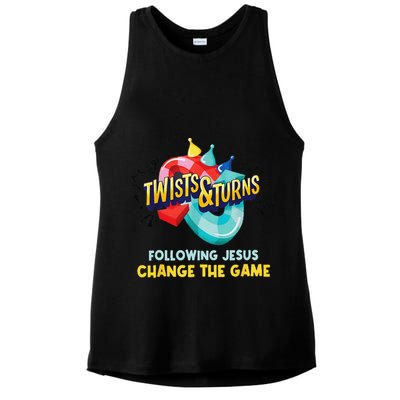 Twists And Turns VBS Follow Jesus Change The Games Ladies PosiCharge Tri-Blend Wicking Tank
