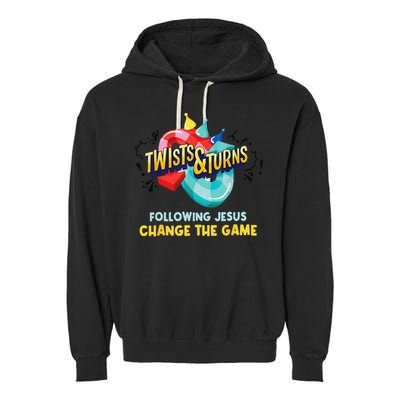Twists And Turns VBS Follow Jesus Change The Games Garment-Dyed Fleece Hoodie