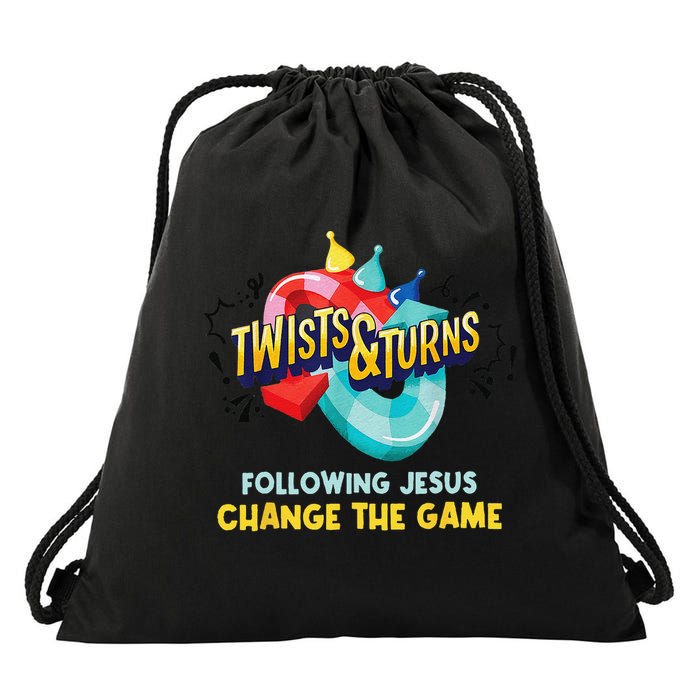 Twists And Turns VBS Follow Jesus Change The Games Drawstring Bag