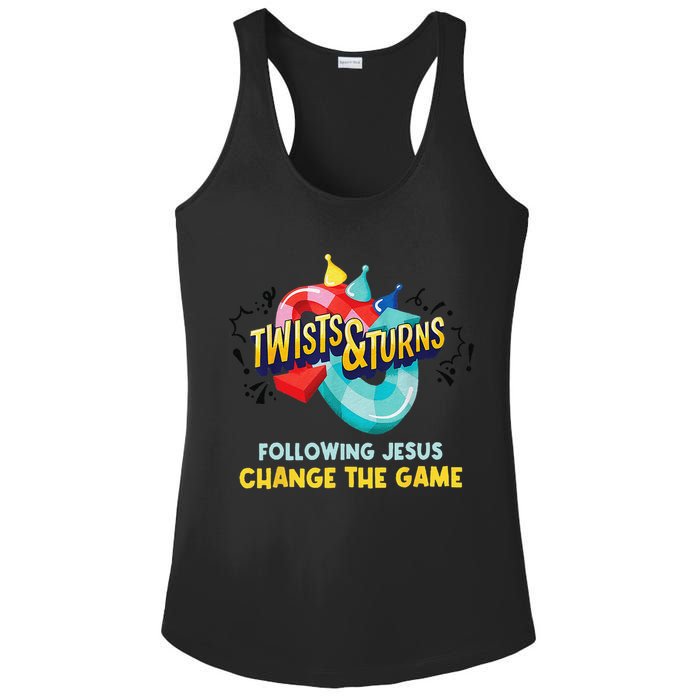 Twists And Turns VBS Follow Jesus Change The Games Ladies PosiCharge Competitor Racerback Tank