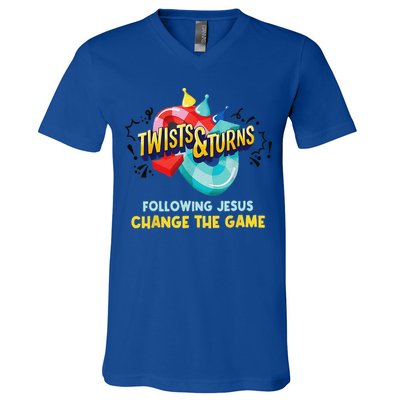 Twists And Turns VBS Follow Jesus Change The Games V-Neck T-Shirt