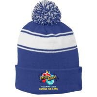 Twists And Turns VBS Follow Jesus Change The Games Stripe Pom Pom Beanie