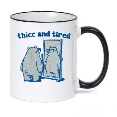 Thicc And Tired Bear 11oz Black Color Changing Mug