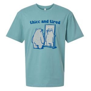 Thicc And Tired Bear Sueded Cloud Jersey T-Shirt