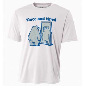 Thicc And Tired Bear Cooling Performance Crew T-Shirt