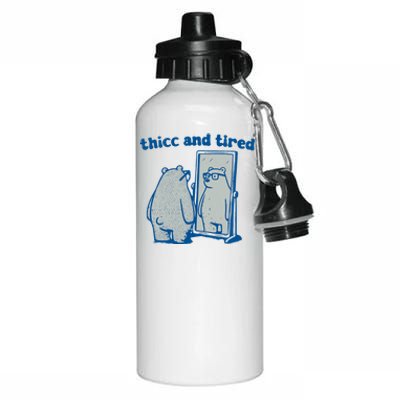 Thicc And Tired Bear Aluminum Water Bottle 