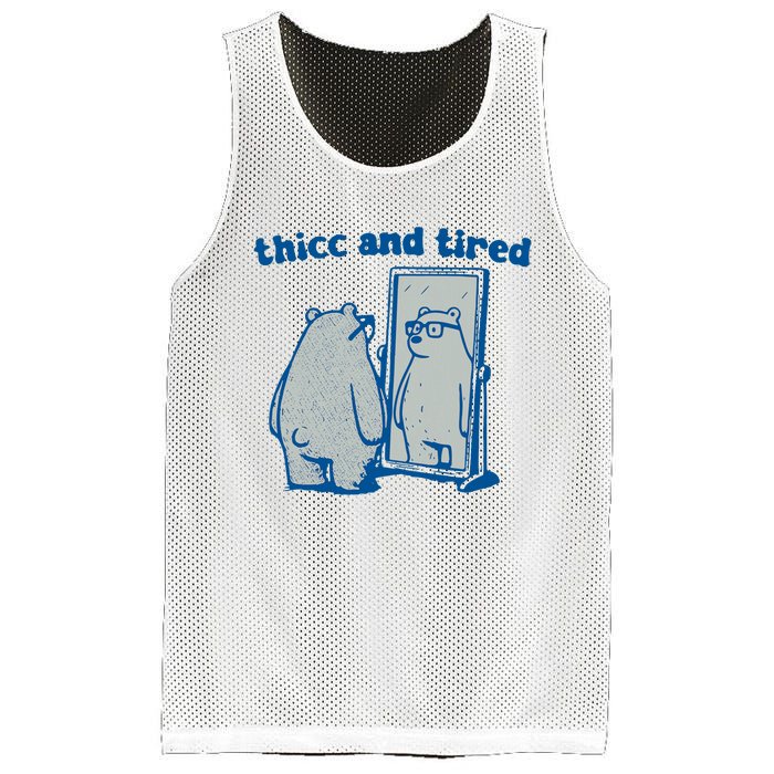 Thicc And Tired Bear Mesh Reversible Basketball Jersey Tank