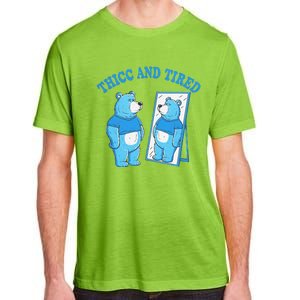 Thicc And Tired Bear Mirror Reflection Humor Adult ChromaSoft Performance T-Shirt