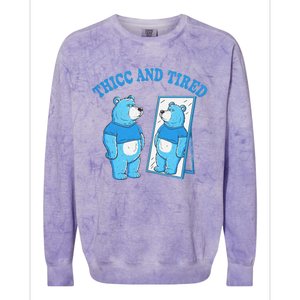 Thicc And Tired Bear Mirror Reflection Humor Colorblast Crewneck Sweatshirt