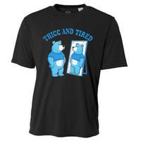 Thicc And Tired Bear Mirror Reflection Humor Cooling Performance Crew T-Shirt