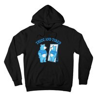 Thicc And Tired Bear Mirror Reflection Humor Hoodie