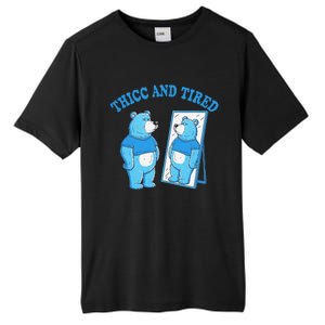 Thicc And Tired Bear Mirror Reflection Humor Tall Fusion ChromaSoft Performance T-Shirt