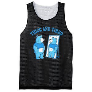 Thicc And Tired Bear Mirror Reflection Humor Mesh Reversible Basketball Jersey Tank