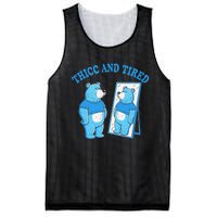 Thicc And Tired Bear Mirror Reflection Humor Mesh Reversible Basketball Jersey Tank