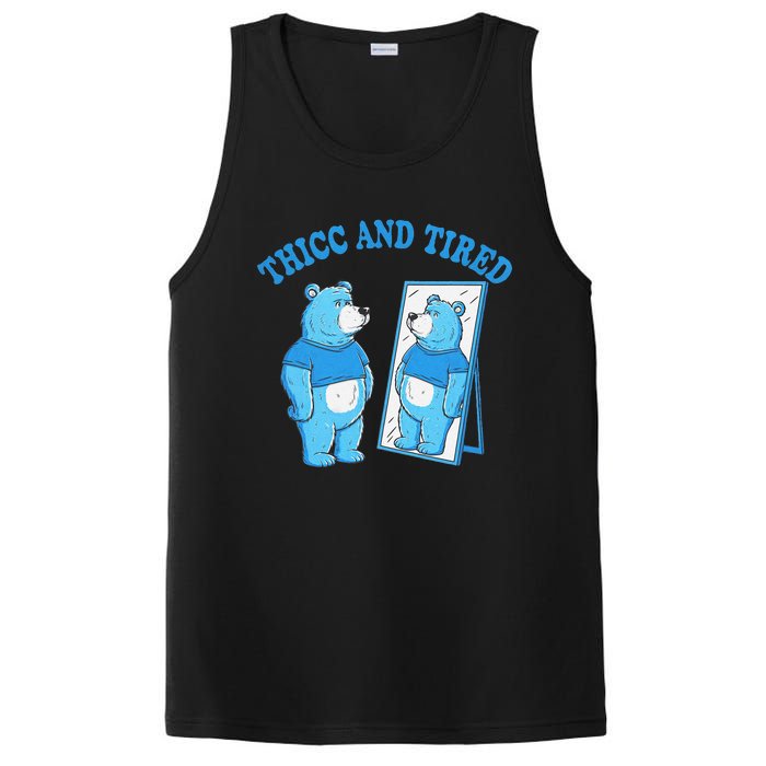 Thicc And Tired Bear Mirror Reflection Humor PosiCharge Competitor Tank