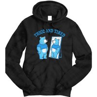 Thicc And Tired Bear Mirror Reflection Humor Tie Dye Hoodie