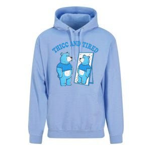 Thicc And Tired Bear Mirror Reflection Humor Unisex Surf Hoodie