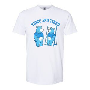 Thicc And Tired Bear Mirror Reflection Humor Softstyle CVC T-Shirt