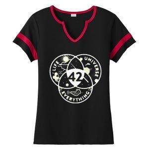 The Answer To Life The Universe And Everything 42 Ladies Halftime Notch Neck Tee