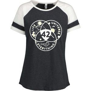 The Answer To Life The Universe And Everything 42 Enza Ladies Jersey Colorblock Tee