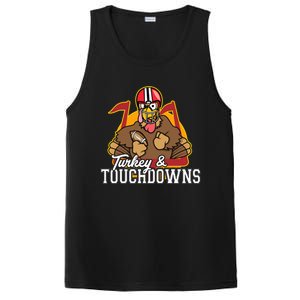 Turkey and Touchdowns Funny Thanksgiving Football PosiCharge Competitor Tank