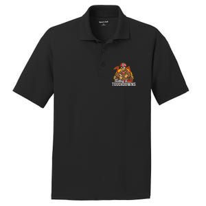 Turkey and Touchdowns Funny Thanksgiving Football PosiCharge RacerMesh Polo