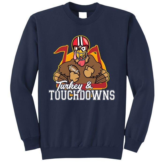 Turkey and Touchdowns Funny Thanksgiving Football Sweatshirt