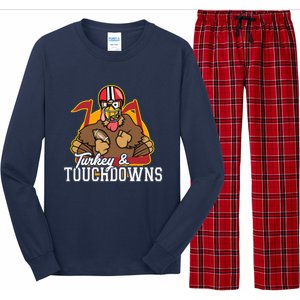 Turkey and Touchdowns Funny Thanksgiving Football Long Sleeve Pajama Set