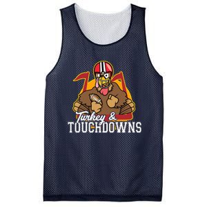 Turkey and Touchdowns Funny Thanksgiving Football Mesh Reversible Basketball Jersey Tank