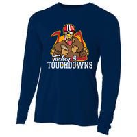 Turkey and Touchdowns Funny Thanksgiving Football Cooling Performance Long Sleeve Crew