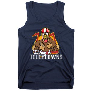 Turkey and Touchdowns Funny Thanksgiving Football Tank Top