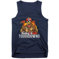 Turkey and Touchdowns Funny Thanksgiving Football Tank Top