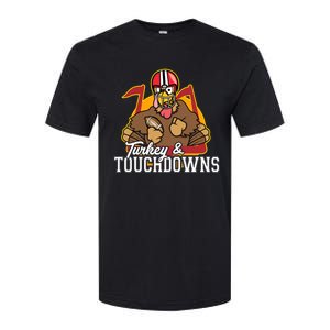 Turkey and Touchdowns Funny Thanksgiving Football Softstyle CVC T-Shirt