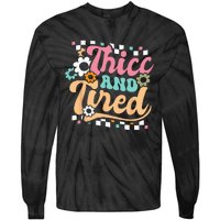 Thicc And Tired Funny Saying Groovy Sarcastic Meme Tie-Dye Long Sleeve Shirt