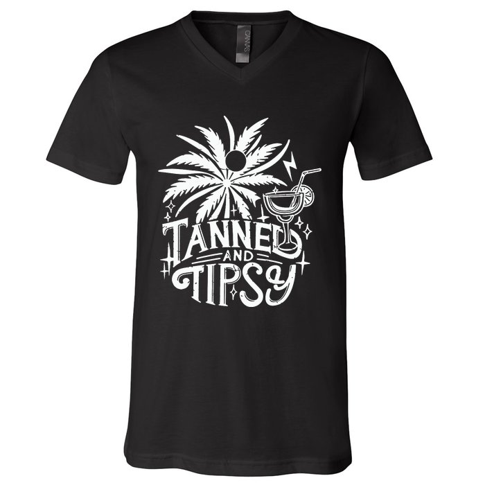 Tanned And Tipsy V-Neck T-Shirt