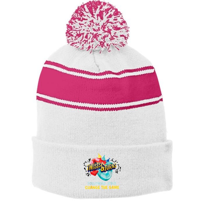 Twists And Turns VBS Follow Jesus Change The Games Stripe Pom Pom Beanie