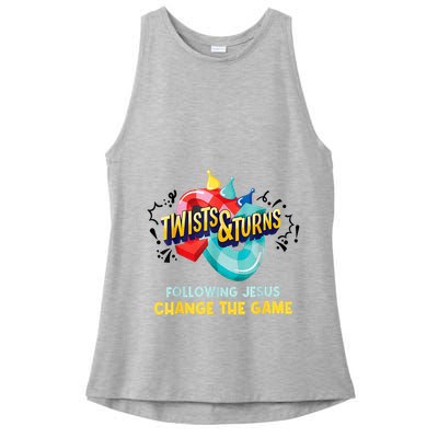 Twists And Turns VBS Follow Jesus Change The Games Ladies PosiCharge Tri-Blend Wicking Tank