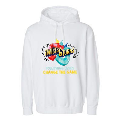 Twists And Turns VBS Follow Jesus Change The Games Garment-Dyed Fleece Hoodie