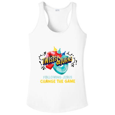 Twists And Turns VBS Follow Jesus Change The Games Ladies PosiCharge Competitor Racerback Tank