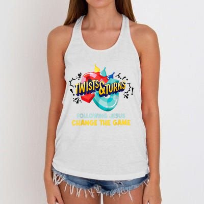 Twists And Turns VBS Follow Jesus Change The Games Women's Knotted Racerback Tank