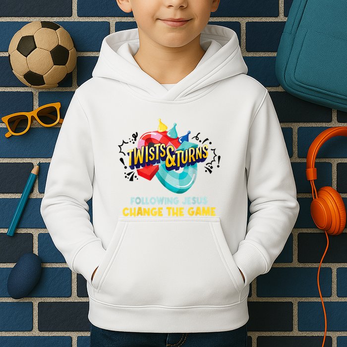 Twists And Turns VBS Follow Jesus Change The Games Kids Hoodie