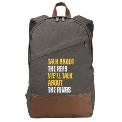 Talk About The Refs WeLl Talk About The Rings Cotton Canvas Backpack